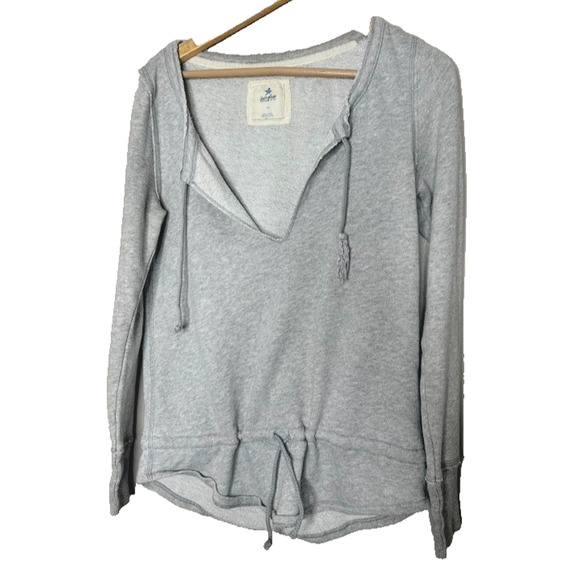 Aerie Tunic Sweatshirt Womens Small Long Sleeve Pullover Drawstring Waist Gray - Picture 1 of 7